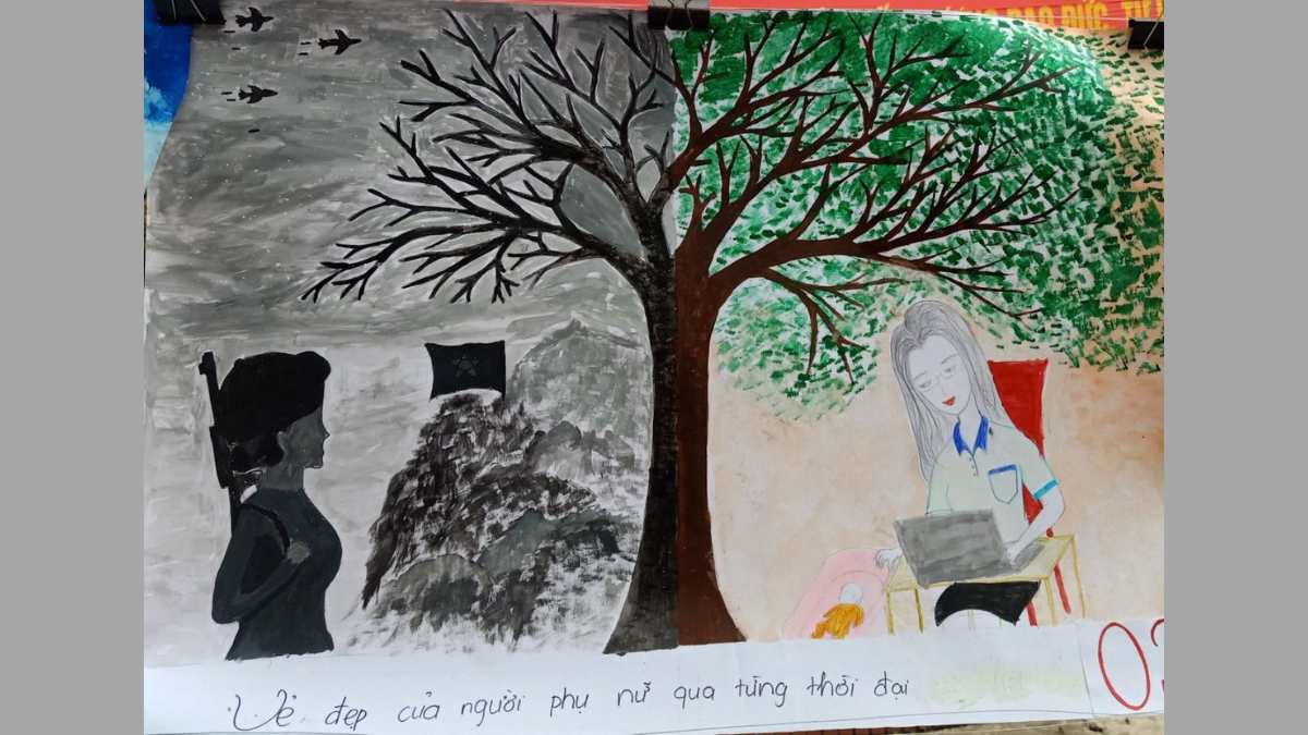Cách vẽ tranh 20/10 ngày Phụ Nữ Việt Nam tặng cho bà, mẹ độc đáo 