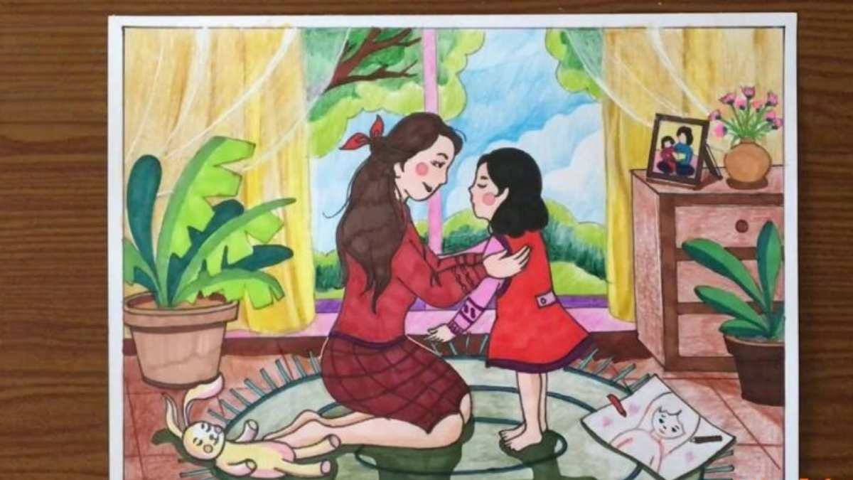 Cách vẽ tranh 20/10 ngày Phụ Nữ Việt Nam tặng cho bà, mẹ xinh đẹp 